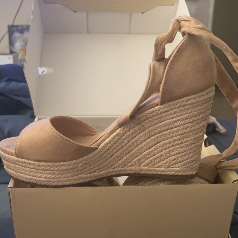 Platform lace up wedges